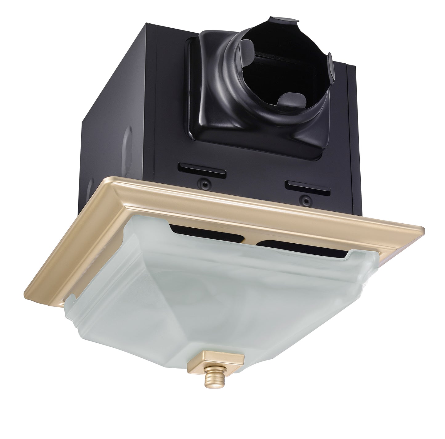 Decorative Series 110 CFM Exhaust Fan w/ Integrated Dimmable LED Light, Square Grille & Glass Shade